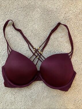 Victoria's Secret Very Sexy Push-Up Bra in Deep Burgundy with Gold Accents
